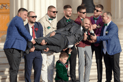 Groomsmen and groom having fun