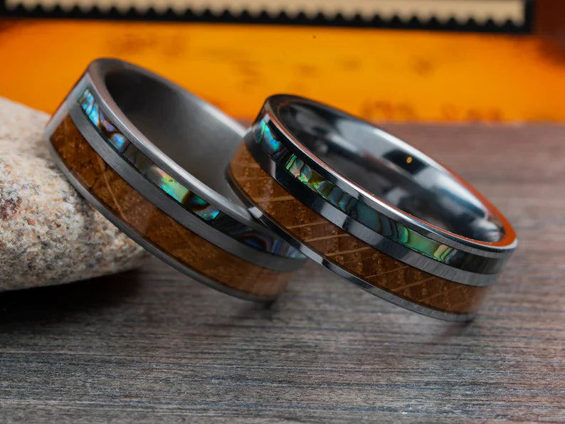 Titanium wood wedding band