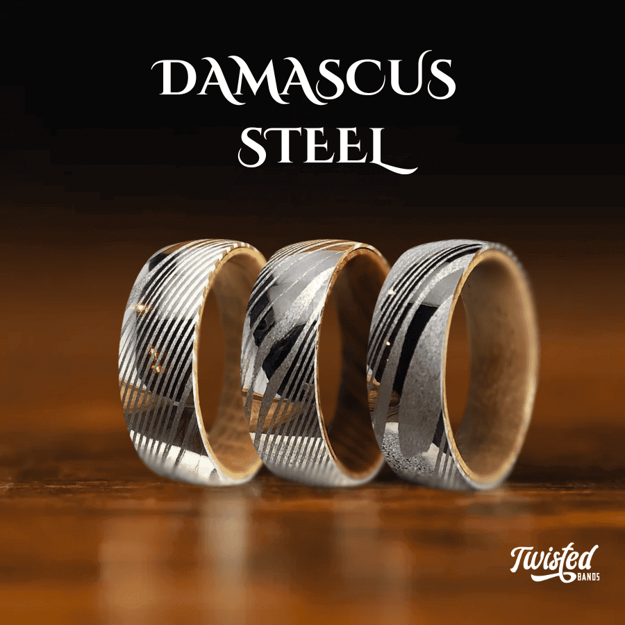 Damascus Steel Wedding Bands Banner Image