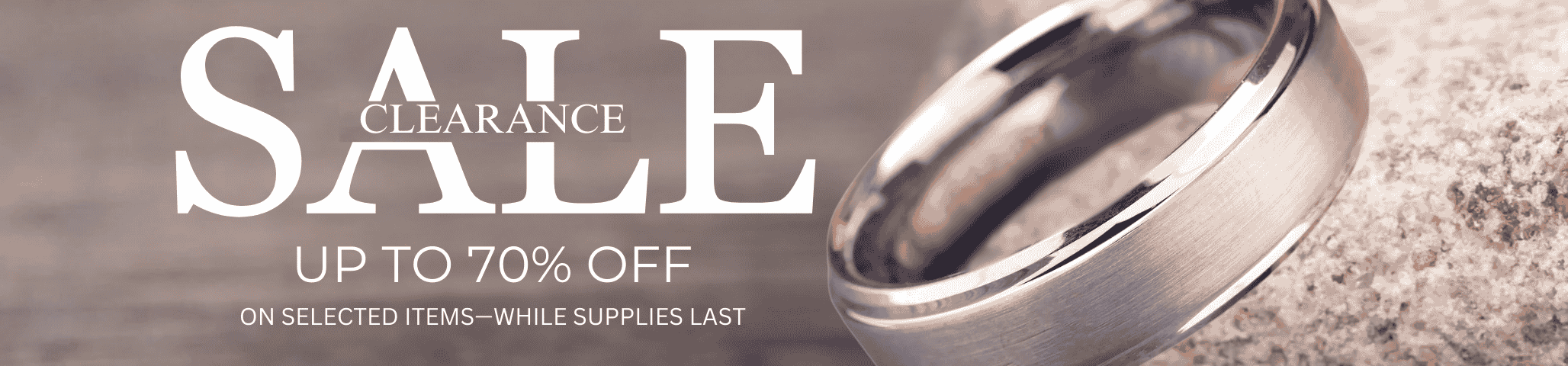 Clearance Sale Banner Image with The Stellar Silver Tungsten Wedding Ring