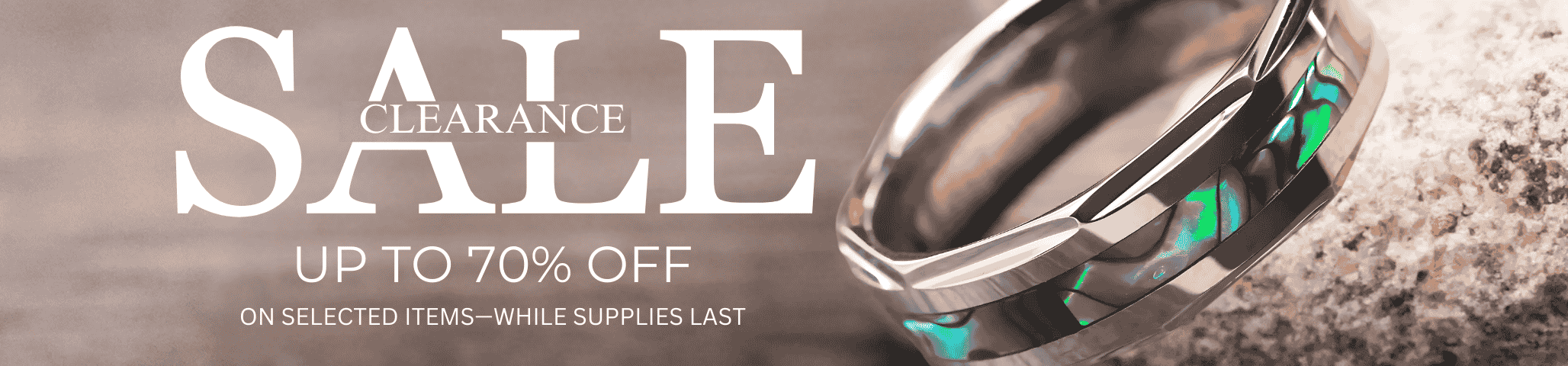 Clearance Sale Banner Image with The Aloha Tungsten Carbide Ring