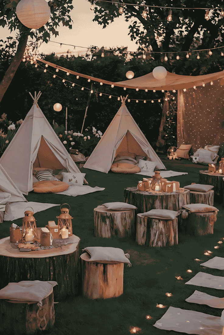 A comfy backyard wedding theme for kids