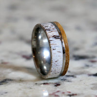 Antler Whiskey Barrel Wedding Band