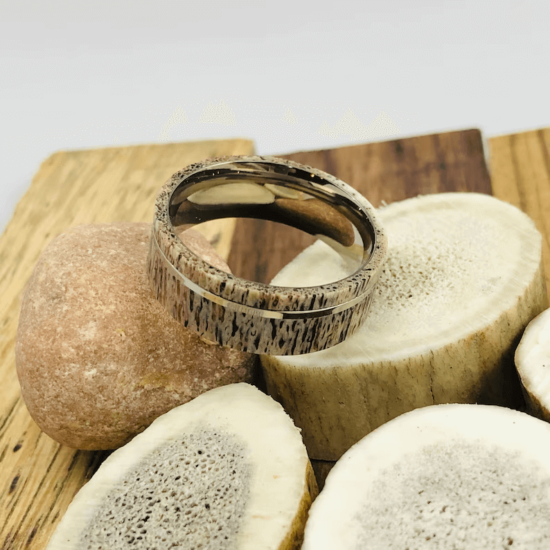 Antler Whiskey Barrel Wedding Band