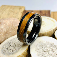 Black Ceramic Whiskey Barrel Wedding Ring