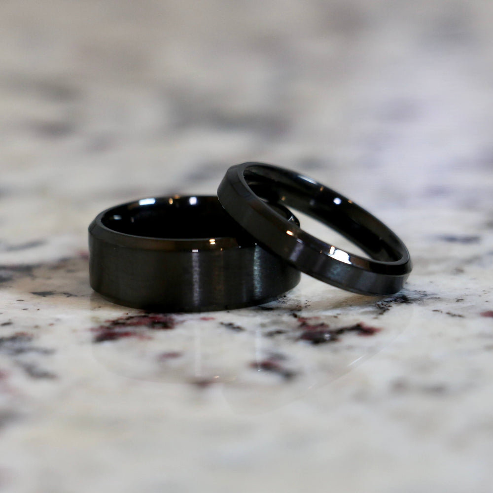 Black couples stainless wedding band