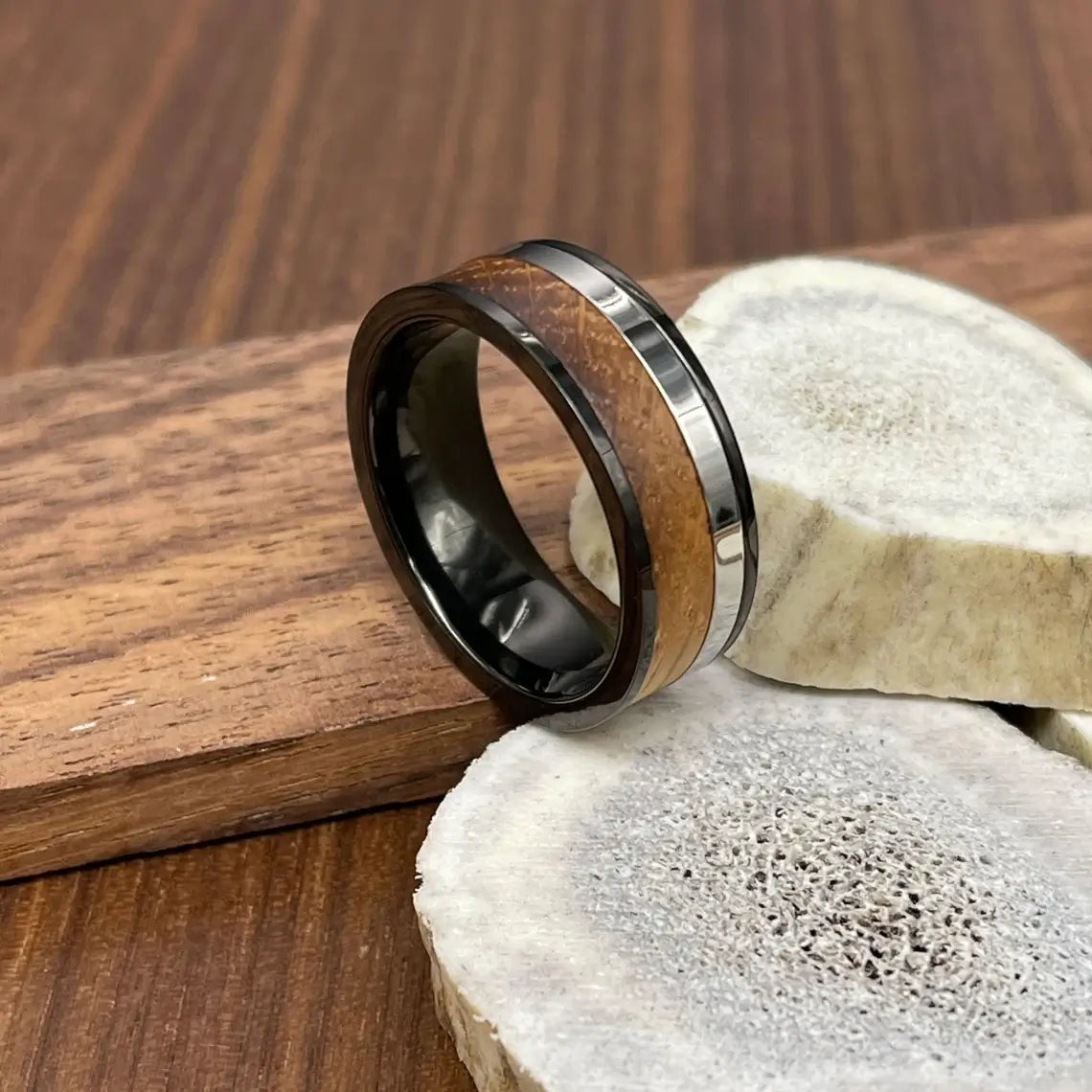 Black Ion Titanium Whiskey Barrel Wedding Band