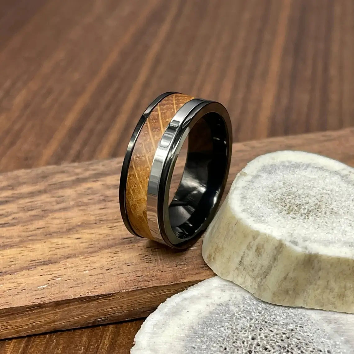 Black Ion Titanium Whiskey Wedding Band