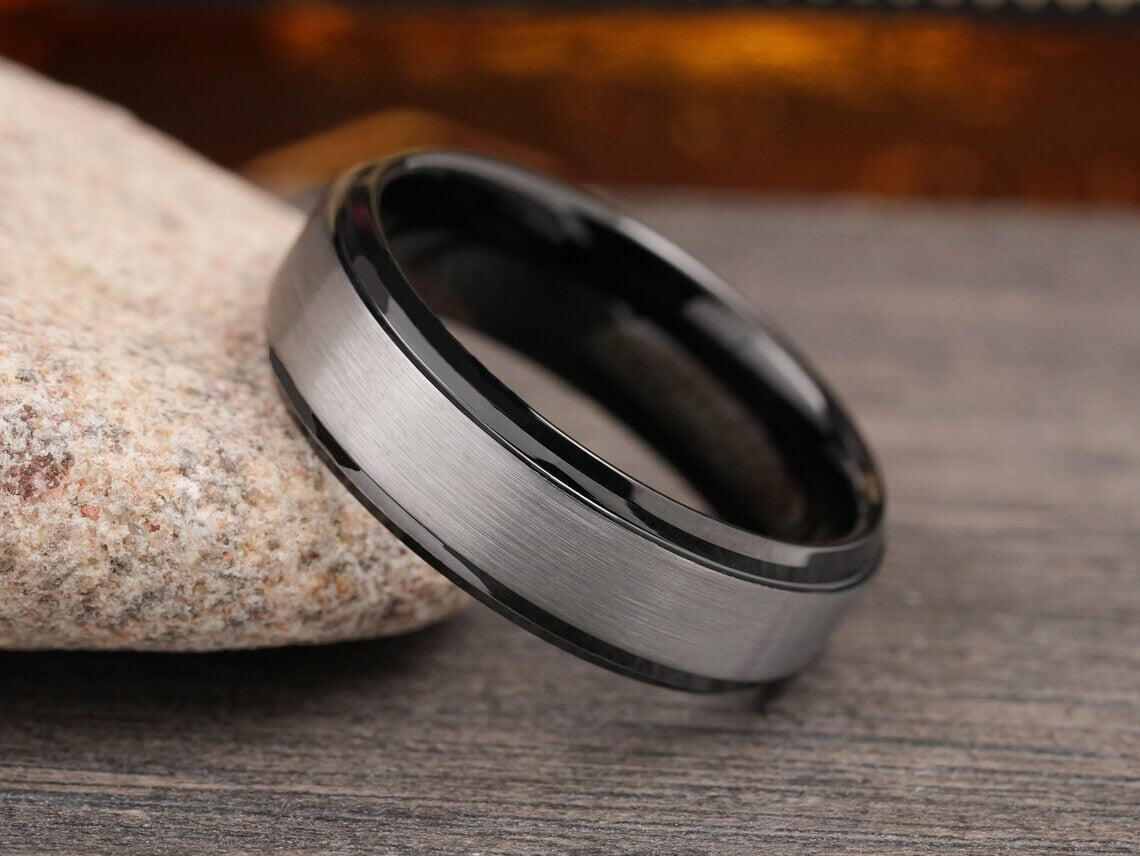 Black Rhodium Tungsten Carbide Wedding Band