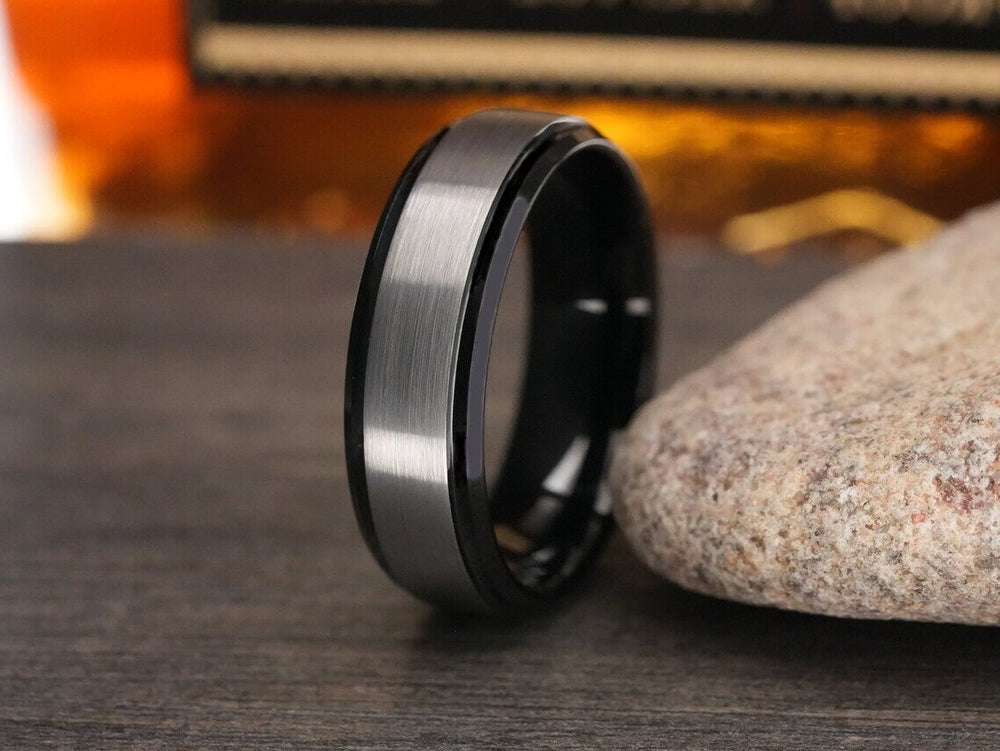 Black Rhodium Tungsten Wedding Band