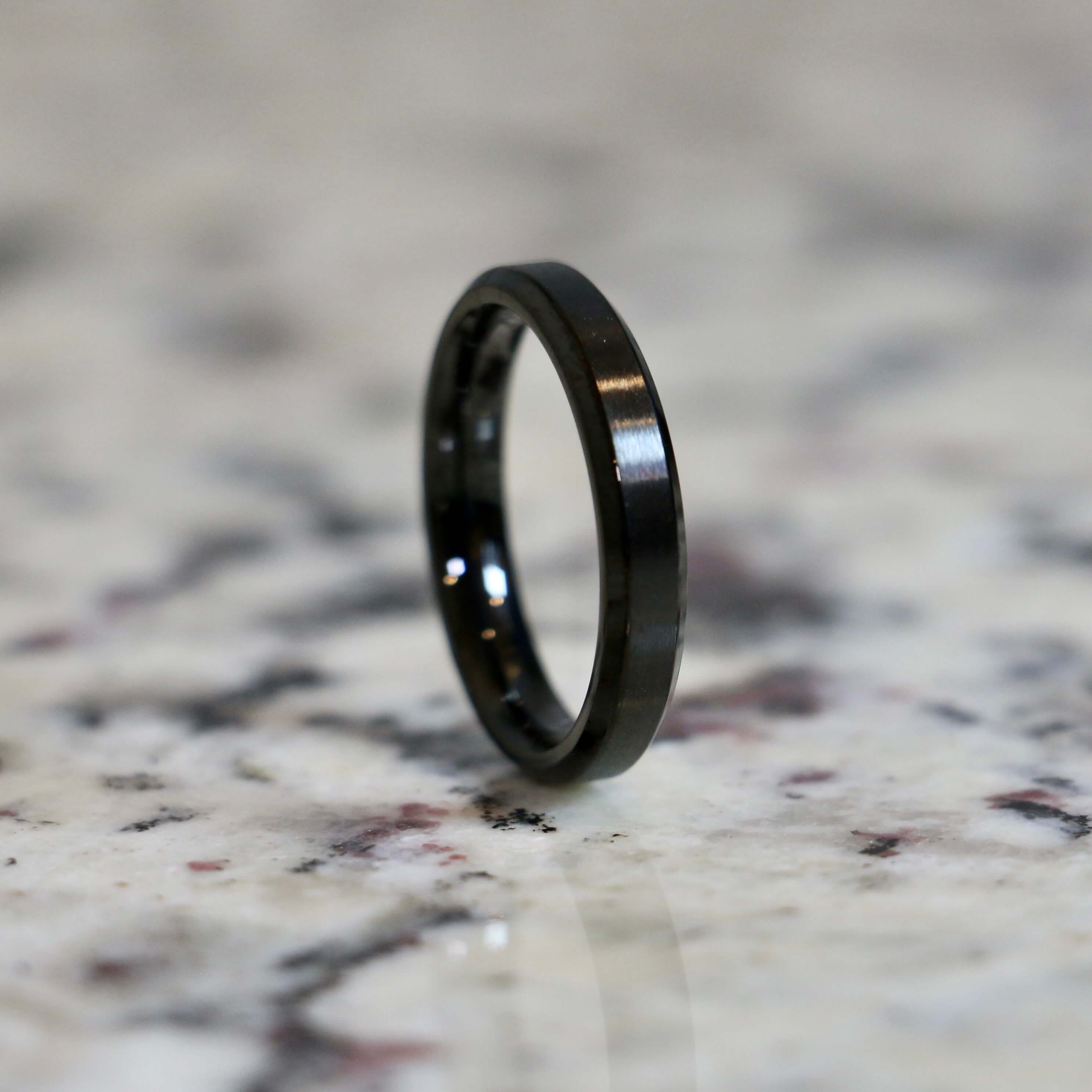 Black stainless steel wedding band for women