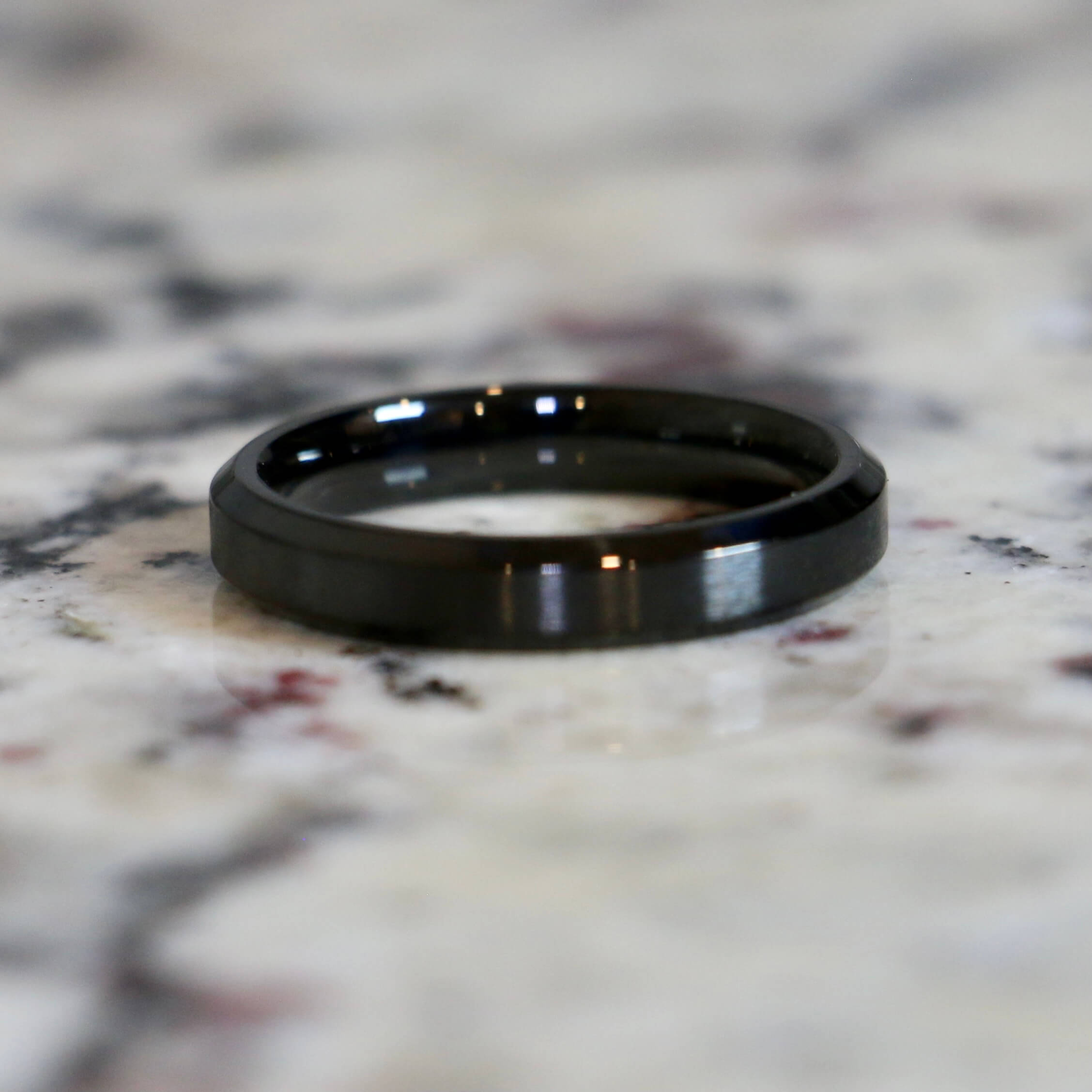 Black stainless steel wedding ring for women