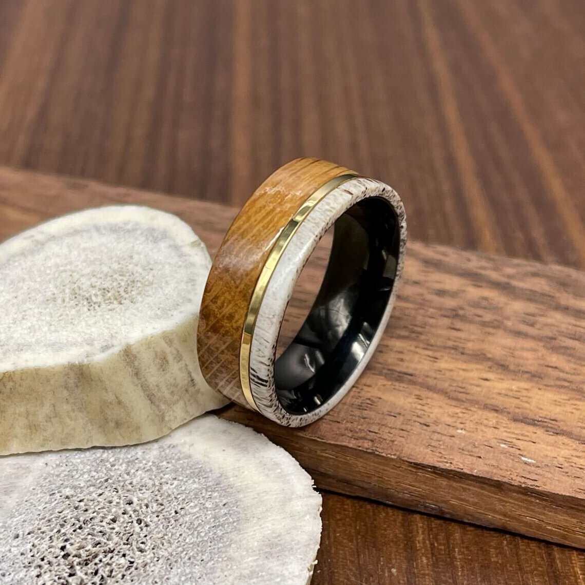 Black Titanium Whiskey Barrel Wedding Band