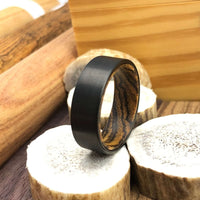 Black Tungsten Bocote Wood Wedding Band