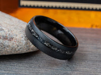 Black Tungsten Carbide Meteorite Inlay Wedding Band