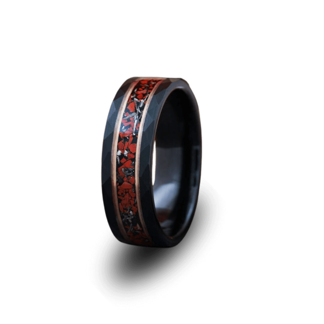 Black Tungsten Dinosaur Bone Wedding Band