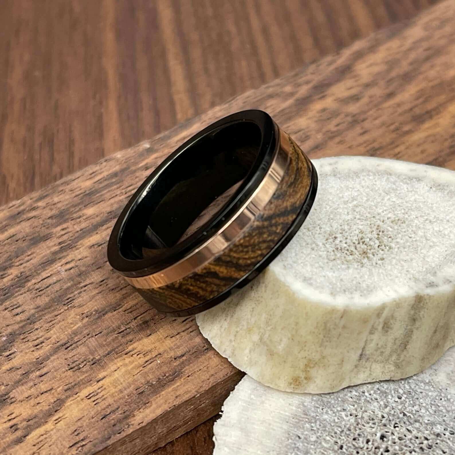 Black Tungsten Rosewood Wedding Band