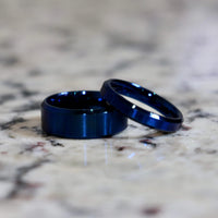 Blue Stainless Couple Wedding Bands