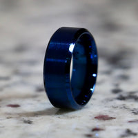 Blue Stainless Steel Wedding Band