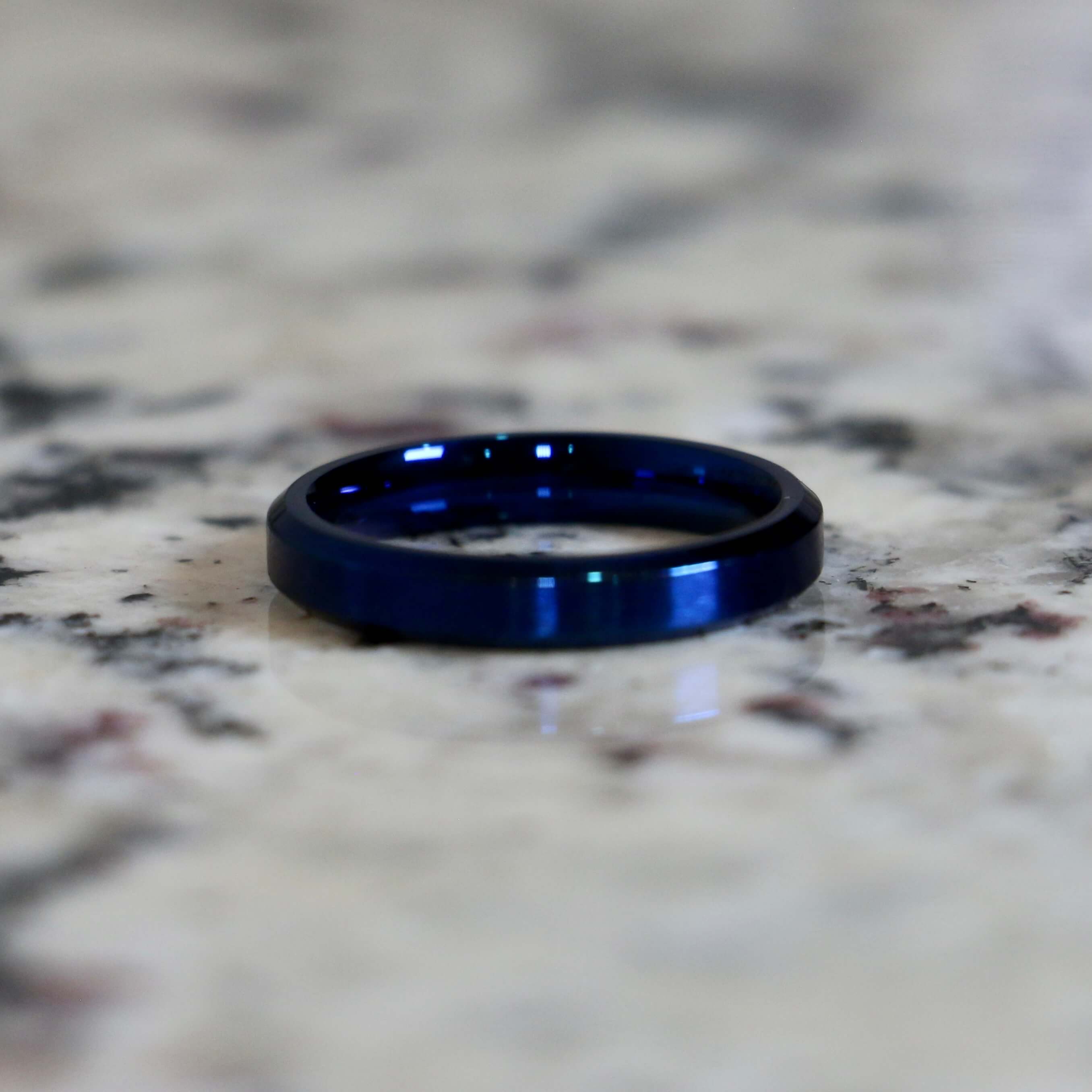 Blue Stainless Steel Wedding Ring for Women