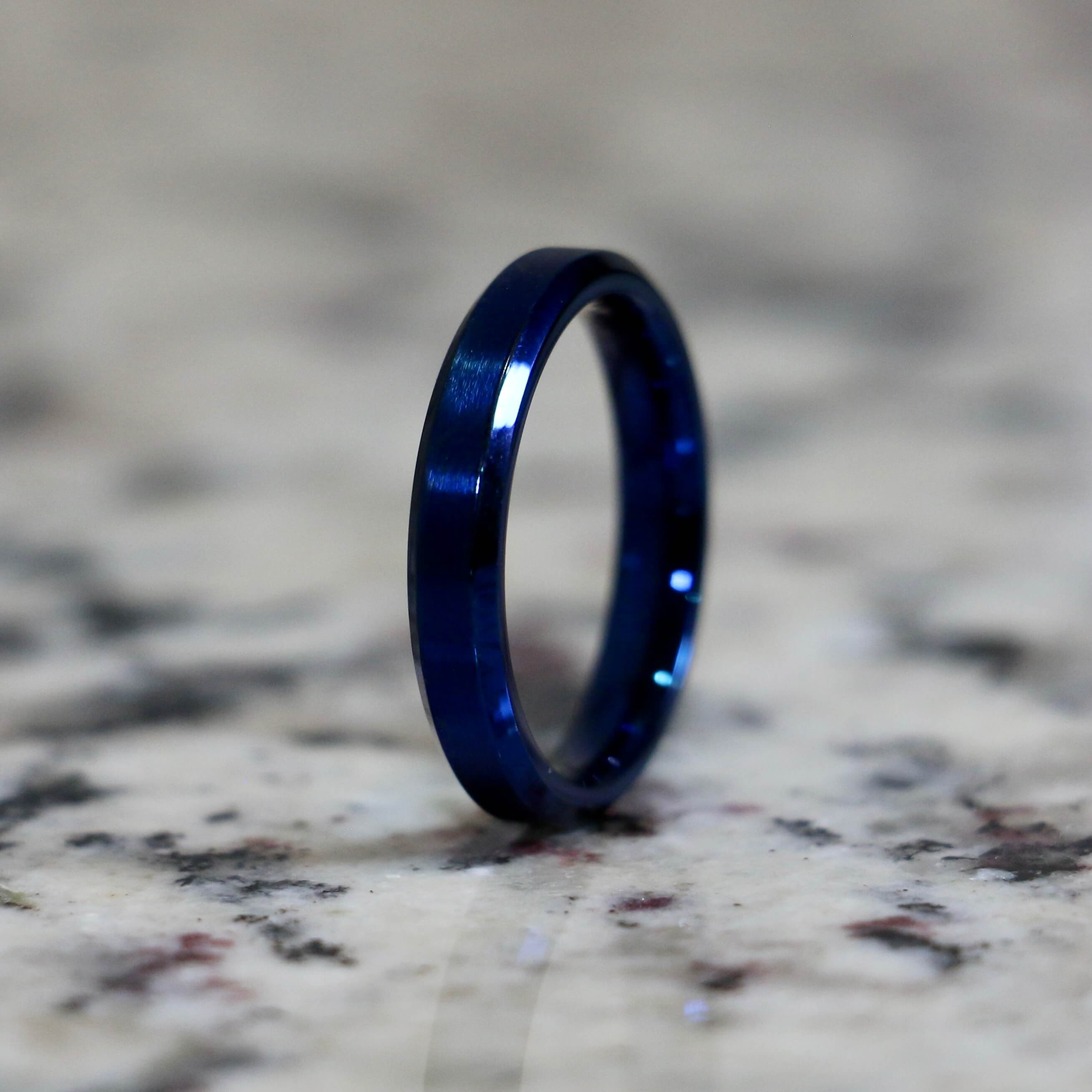 Blue Stainless Steel Wedding Ring