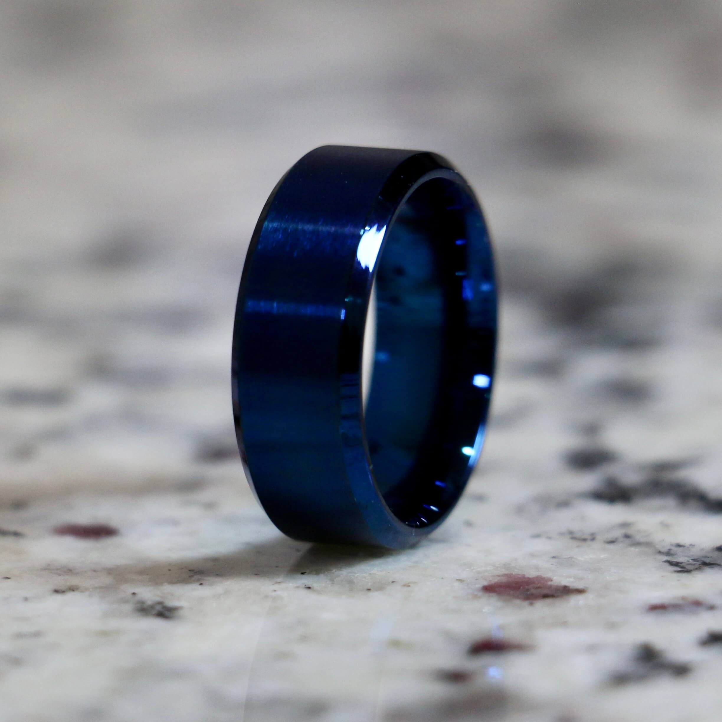 Blue Steel Stainless Wedding Band