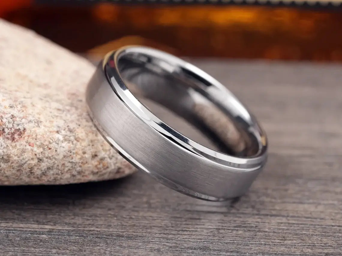 Brushed Tungsten Carbide Wedding Band