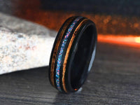 Ceramic Whiskey Barrel Wedding 
Band for Men