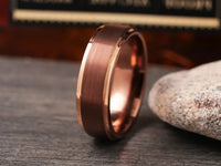 Coffee Rose Gold Tungsten Wedding Band