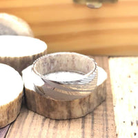 Damascus Steel Deer Antler Wedding Band