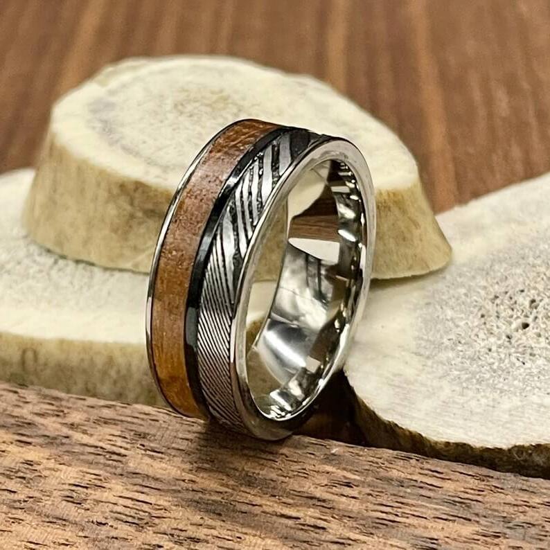 Damascus Steel Tennessee Wedding Band