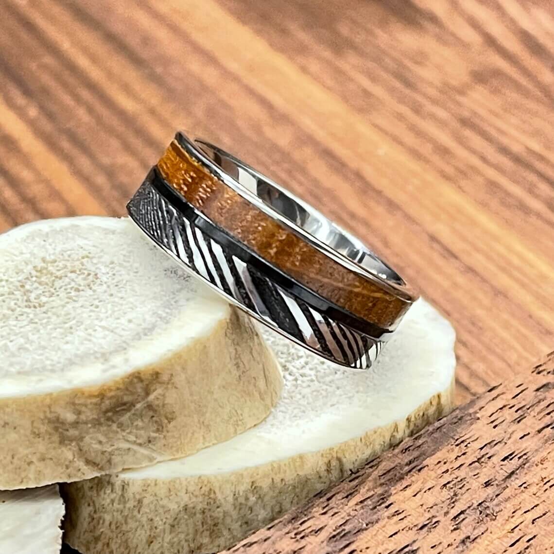 Damascus Steel Tennessee Whiskey Wedding Band