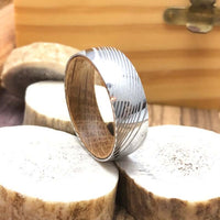 Damascus-steel-whiskey-wedding-band