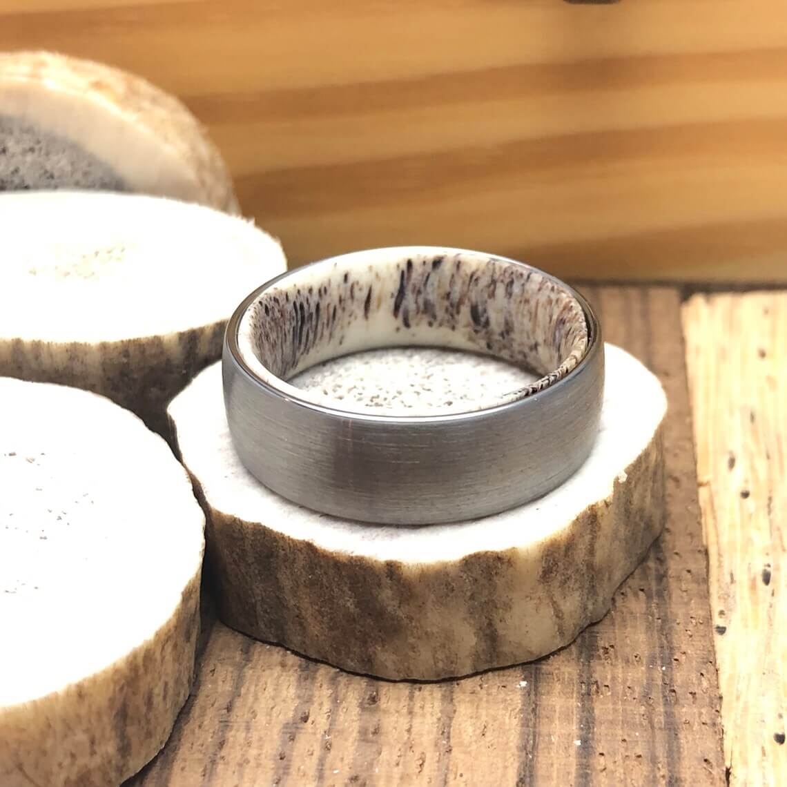 Deer Antler Tungsten Carbide Wedding Ring