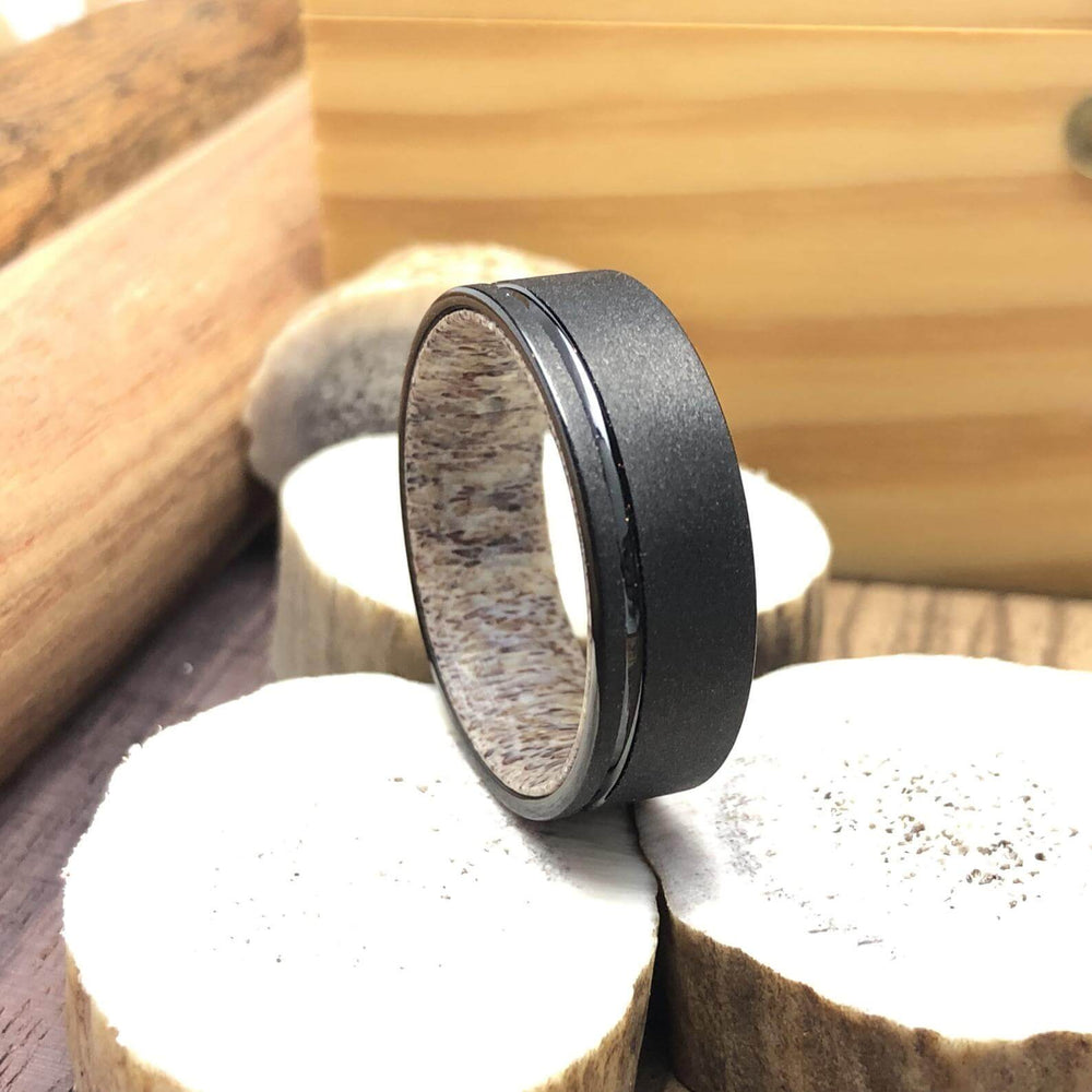 Deer Antler Wedding Band For Men