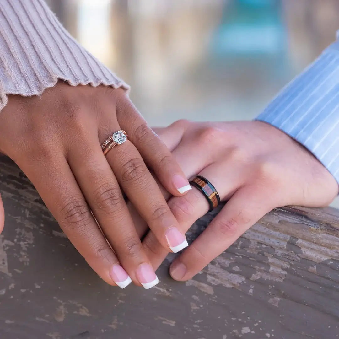 Engagement Ring and Best-selling Wood Wedding Band