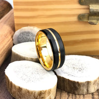 Gold Plated Black Rhodium Tungsten Carbide Wedding Band