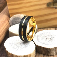 Gold Plated Black Rhodium Tungsten Wedding Band