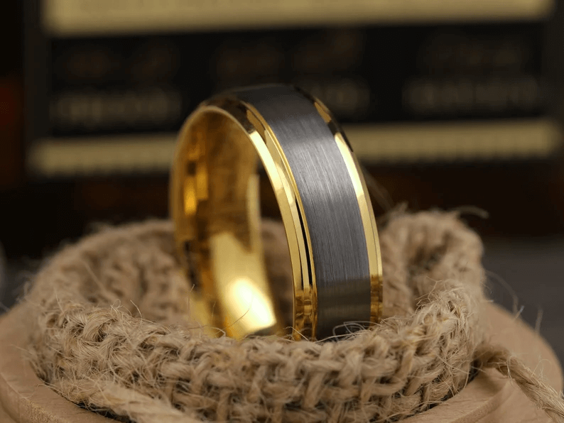 Gold Plated Tungsten Carbide Wedding Ring