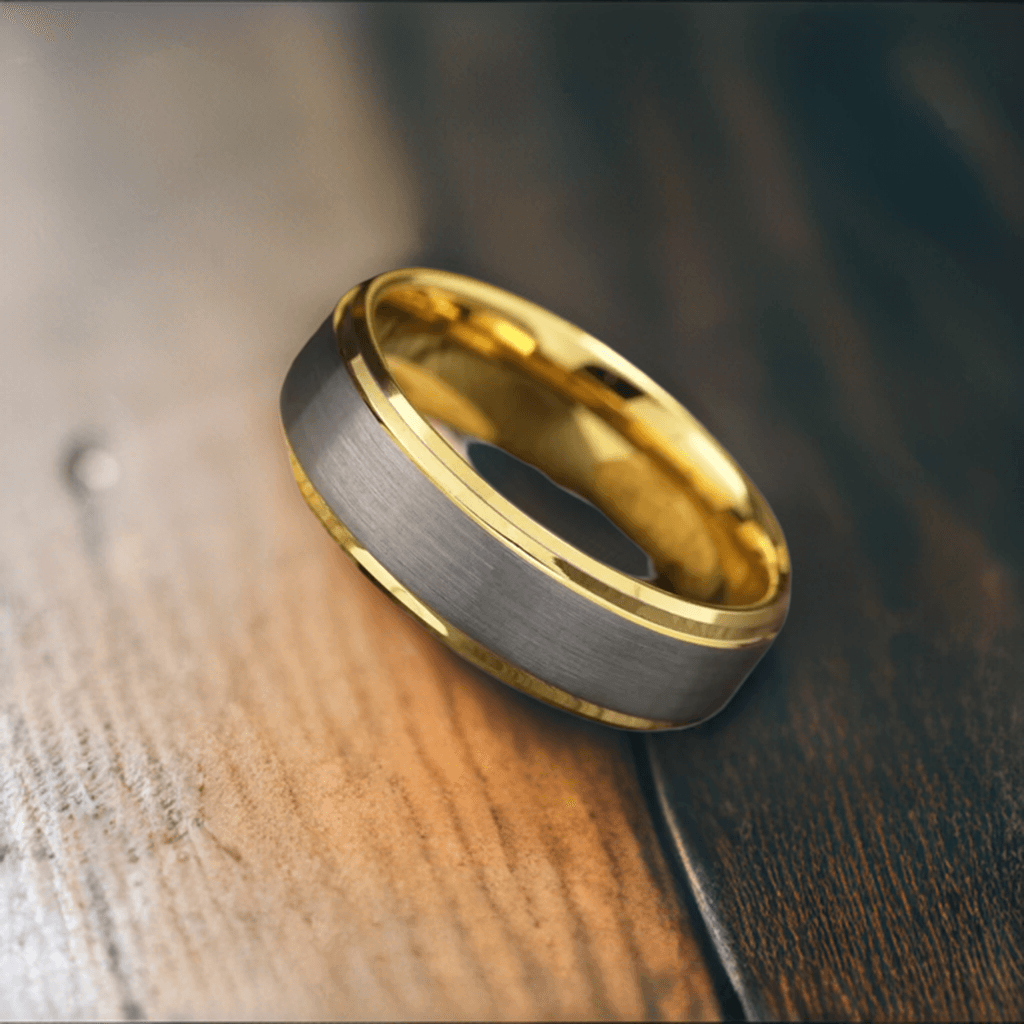 Gold Plated Tungsten Wedding Band