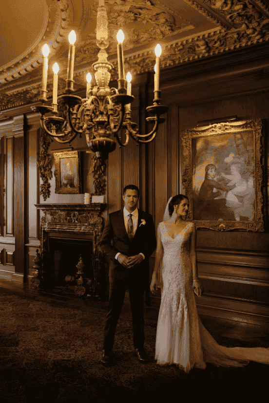 Groom and Bride Wedding at Historical Mansion as Wedding Venue