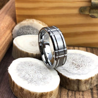 Grooved Design Tungsten Carbide Wedding Band