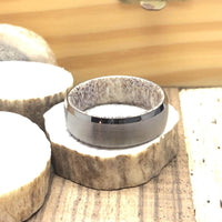 Gunmetal Antler Deer Wedding Band