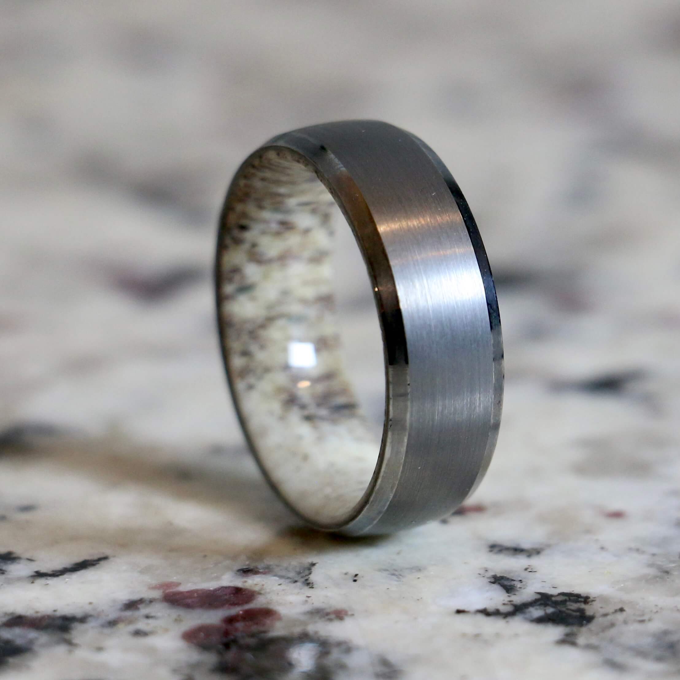 Gunmetal Deer Antler Wedding Band