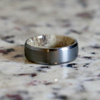 Gunmetal Unique Antler Wedding Band