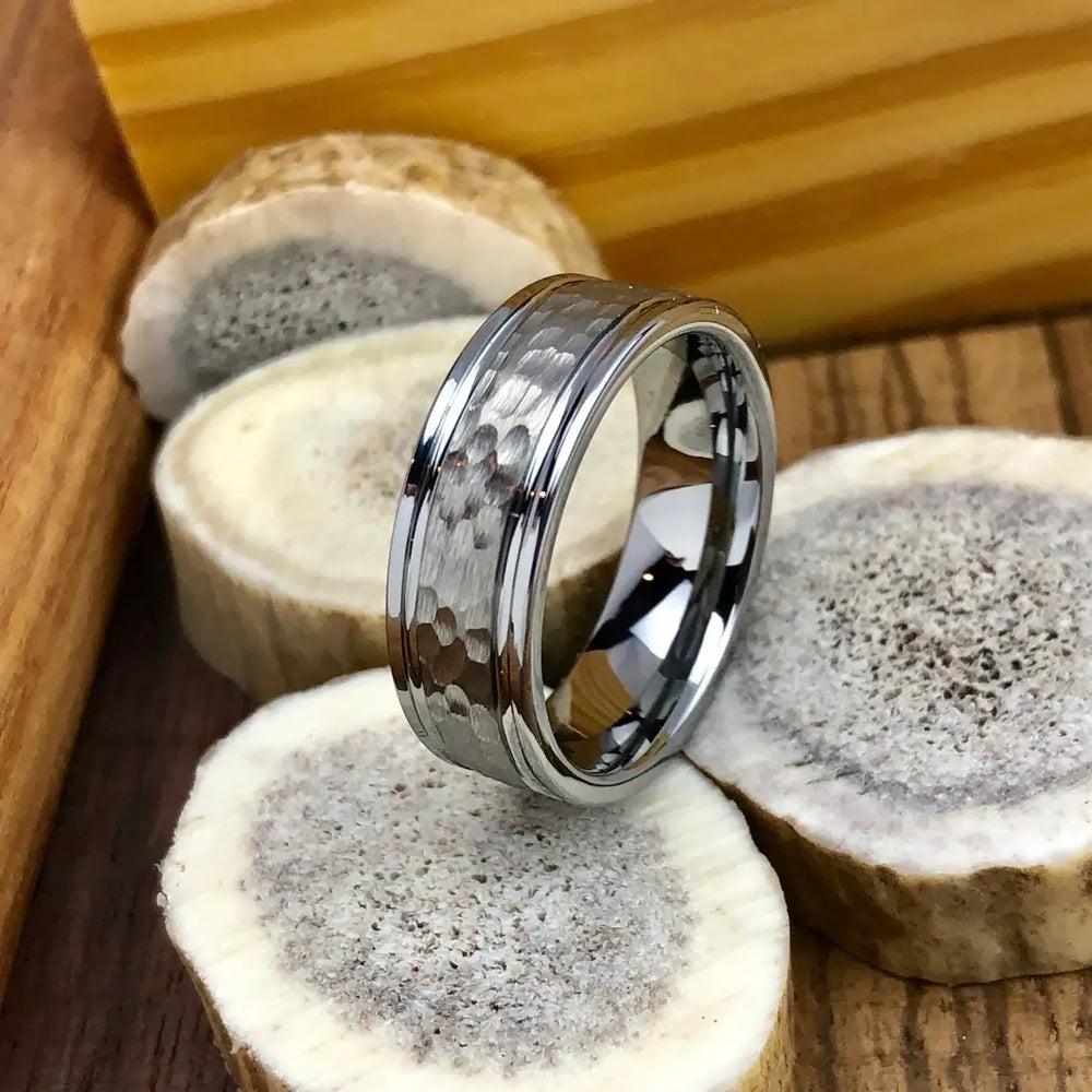 Hammered Tungsten Wedding Ring