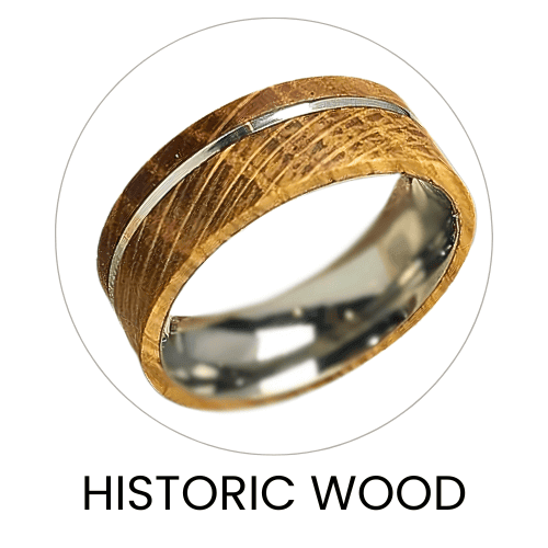 Historic Wood Unique Wedding Band