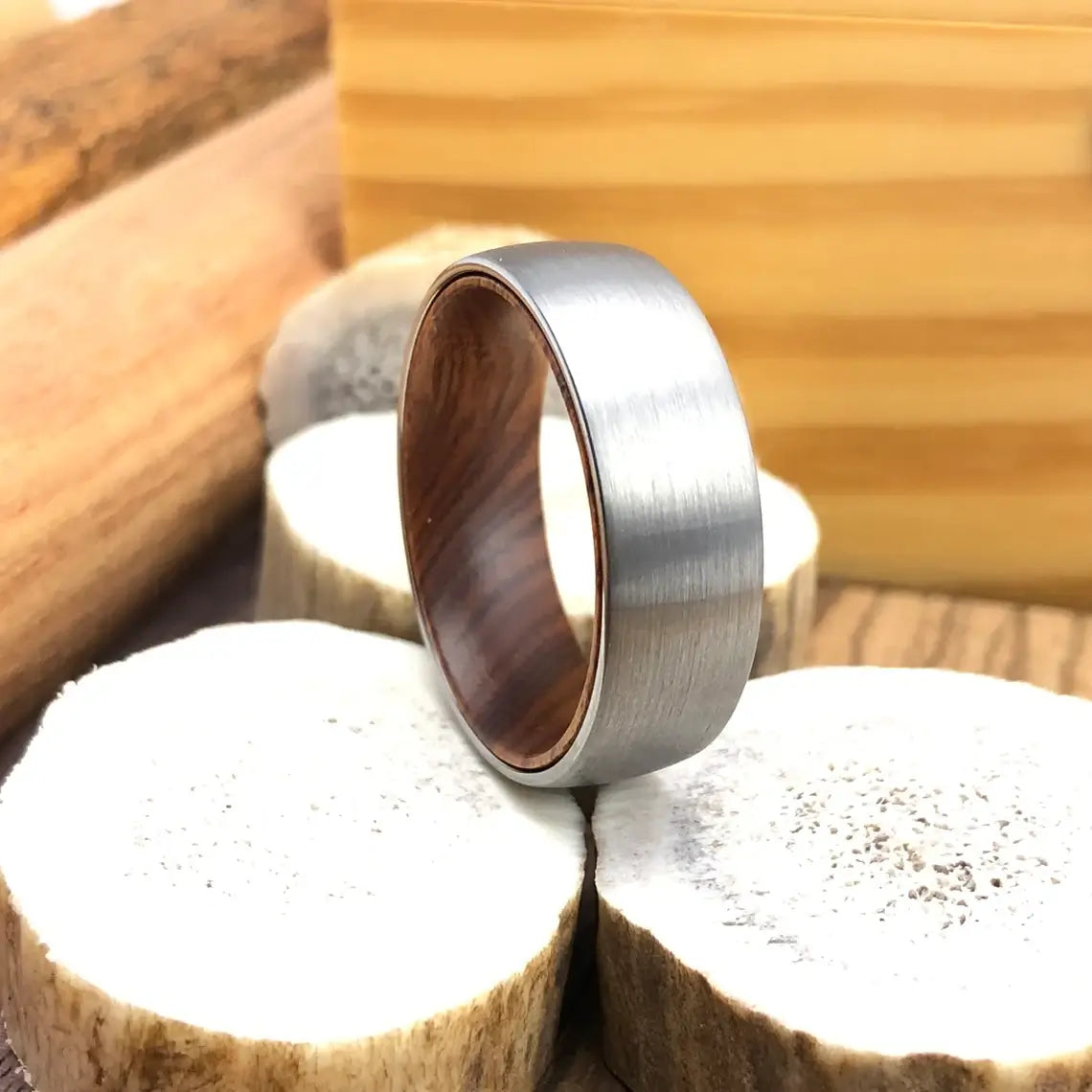 Iron Wood Tungsten Carbide Wedding Band