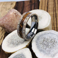 Men's Titanium Whiskey Barrel Wood Wedding Band