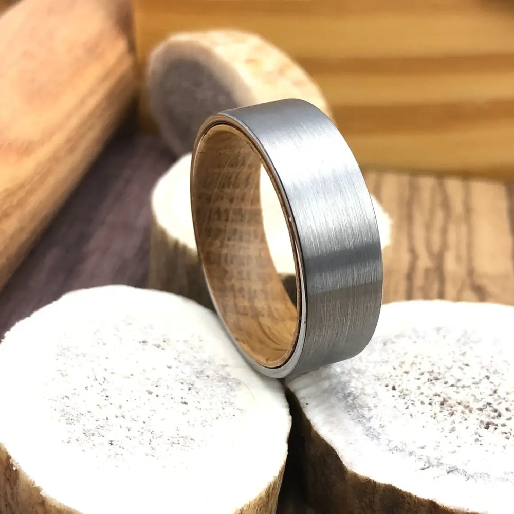 Oak Wood Tungsten Wedding Band